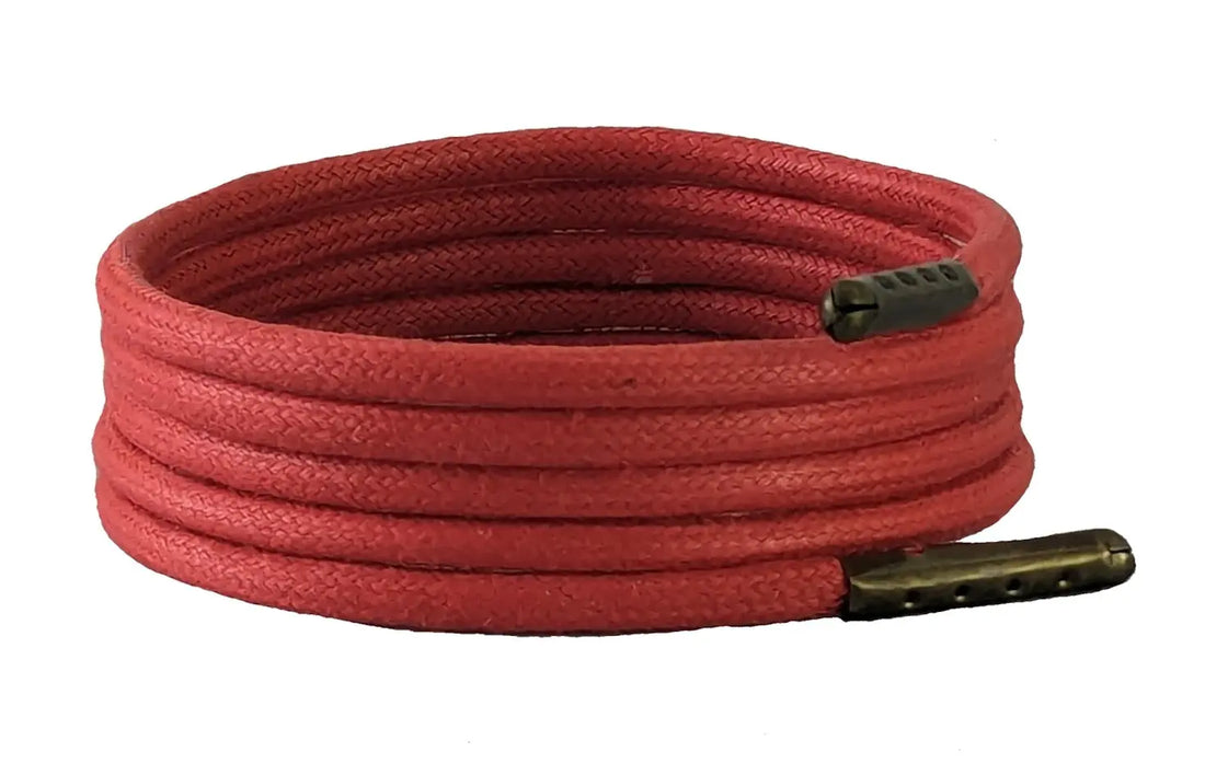 Red Round 4 mm wax cotton shoelaces and Boot laces