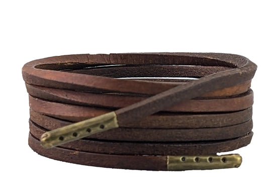 Leather laces heavy duty brown