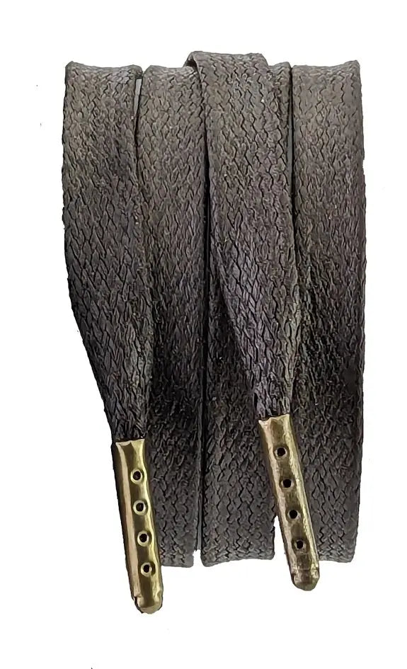 Brown Flat 10 mm wide wax cotton shoelaces & Boot Laces