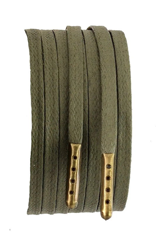 Green 4 mm wide flat wax cotton shoelaces & Boot laces Sizes from 45 cm- 300 cm