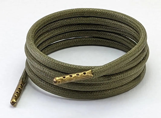 Green wax cotton shoelaces and boot laces