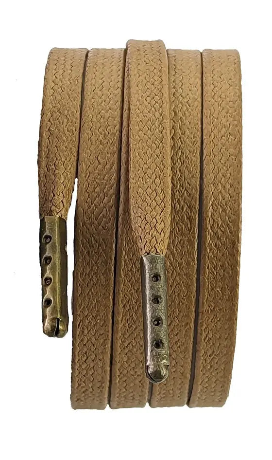 Flat light Brown wax cotton shoelaces & BooT Laces 10 mm wide