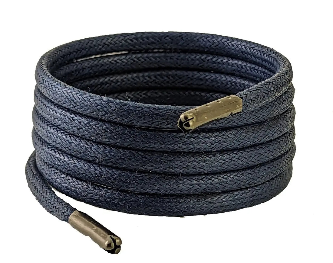 Navy blue wax cotton shoelaces and Boot laces