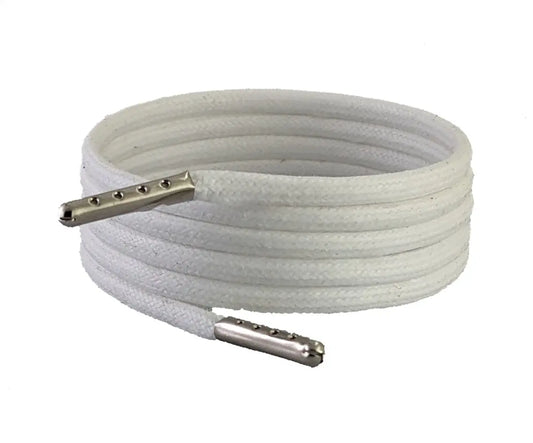 White Round 4 mm wax cotton shoelaces and Boot laces