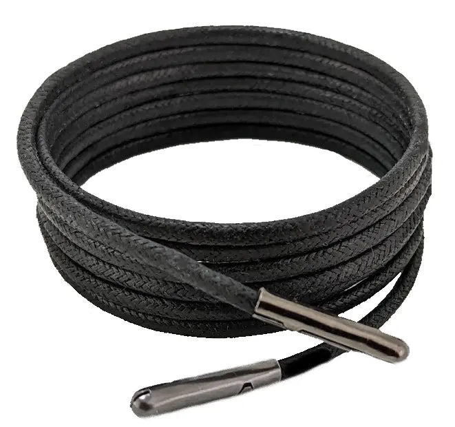 Black wax cotton shoelaces & Boot laces 3 mm round justlacesshop