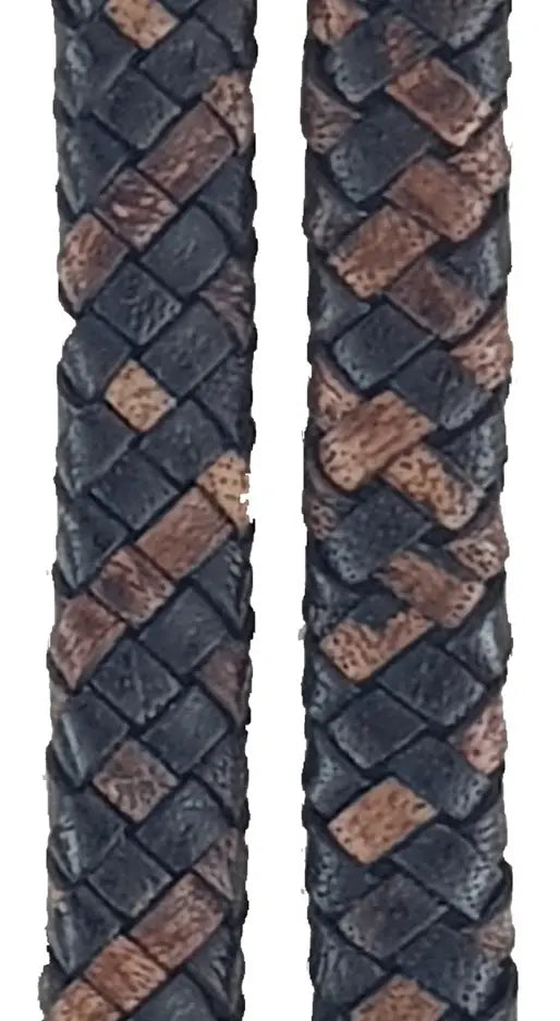 Black with brown fleck woven leather strip 10 mm wide