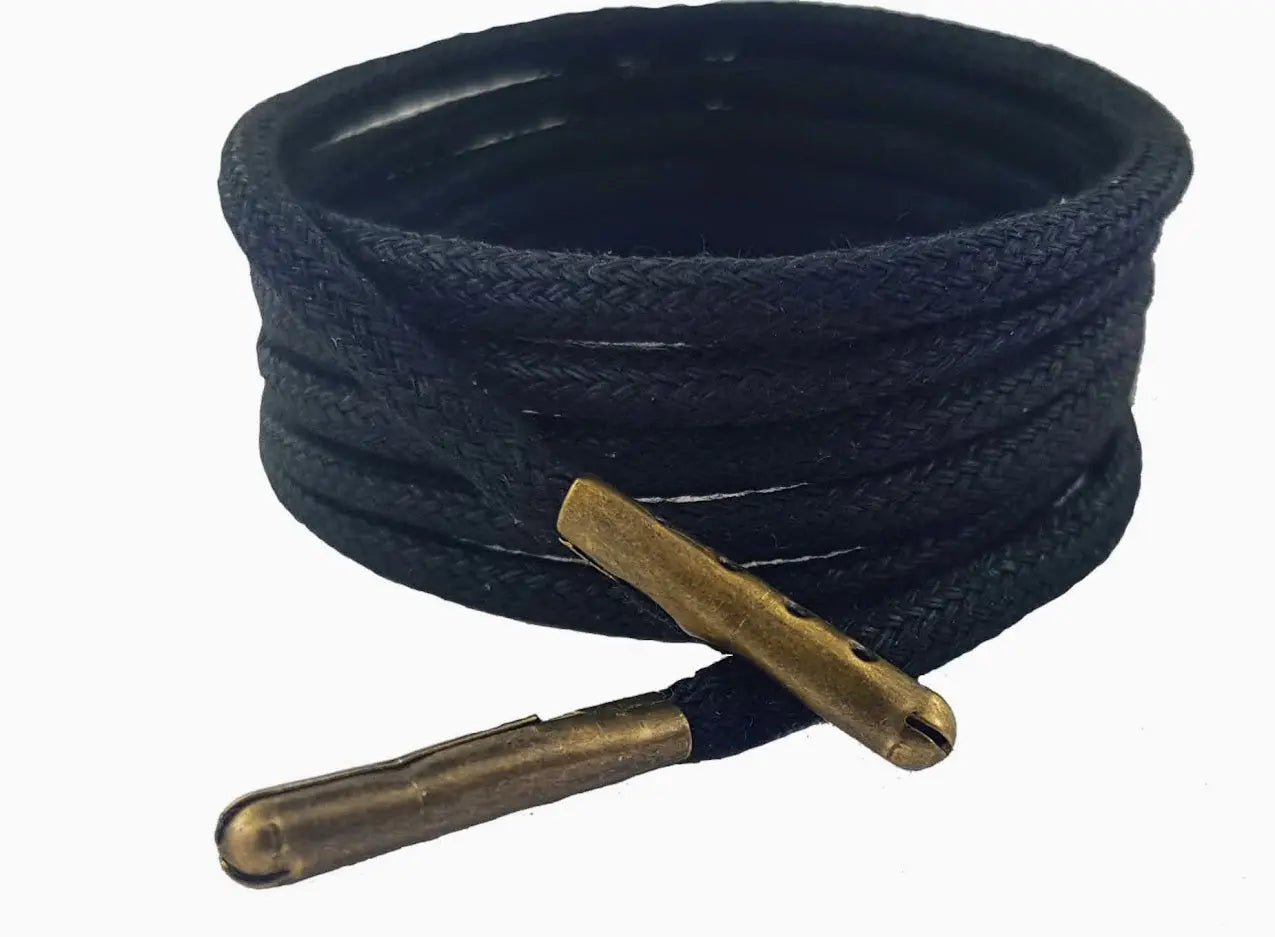 Shoelaces Black Wax cotton  Oval 100 cm