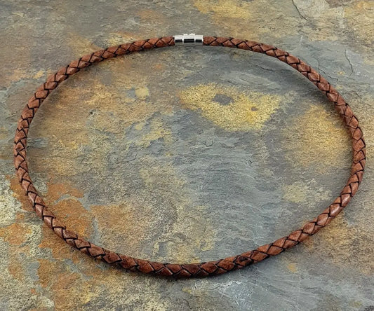 Brown woven leather 5 mm diameter round necklace in 6 sizes jtcraftingshop