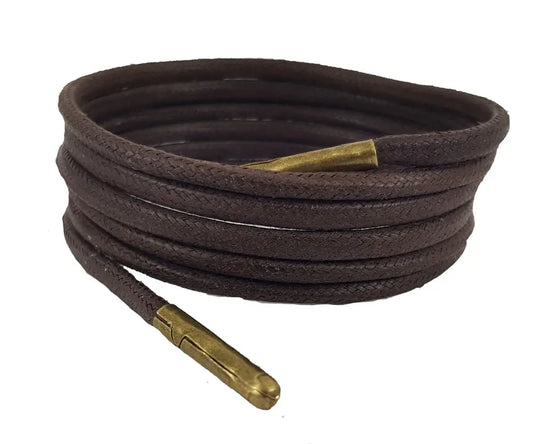 Dark Brown wax cotton shoelaces 3 mm round