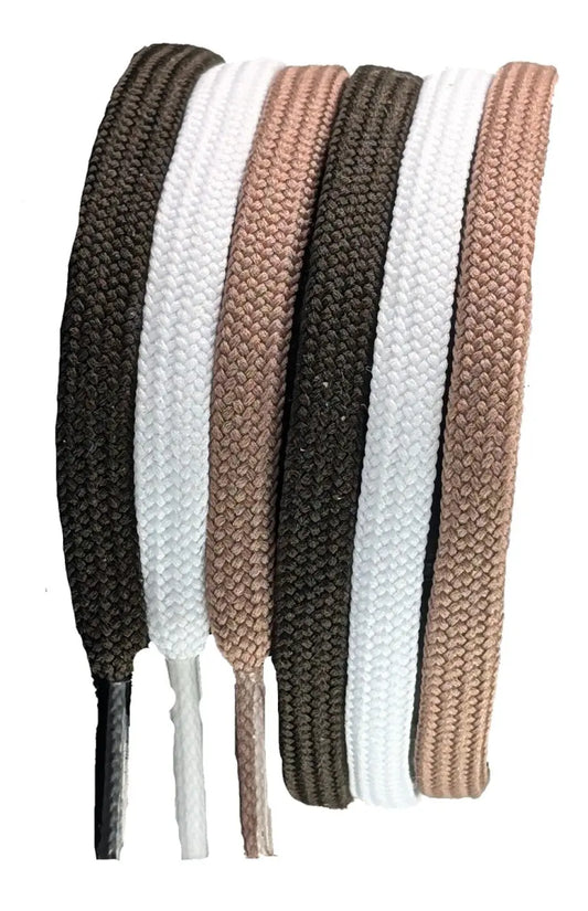 Shoelaces & Boot laces dark broen white & Brown 120 cm justlacesshop