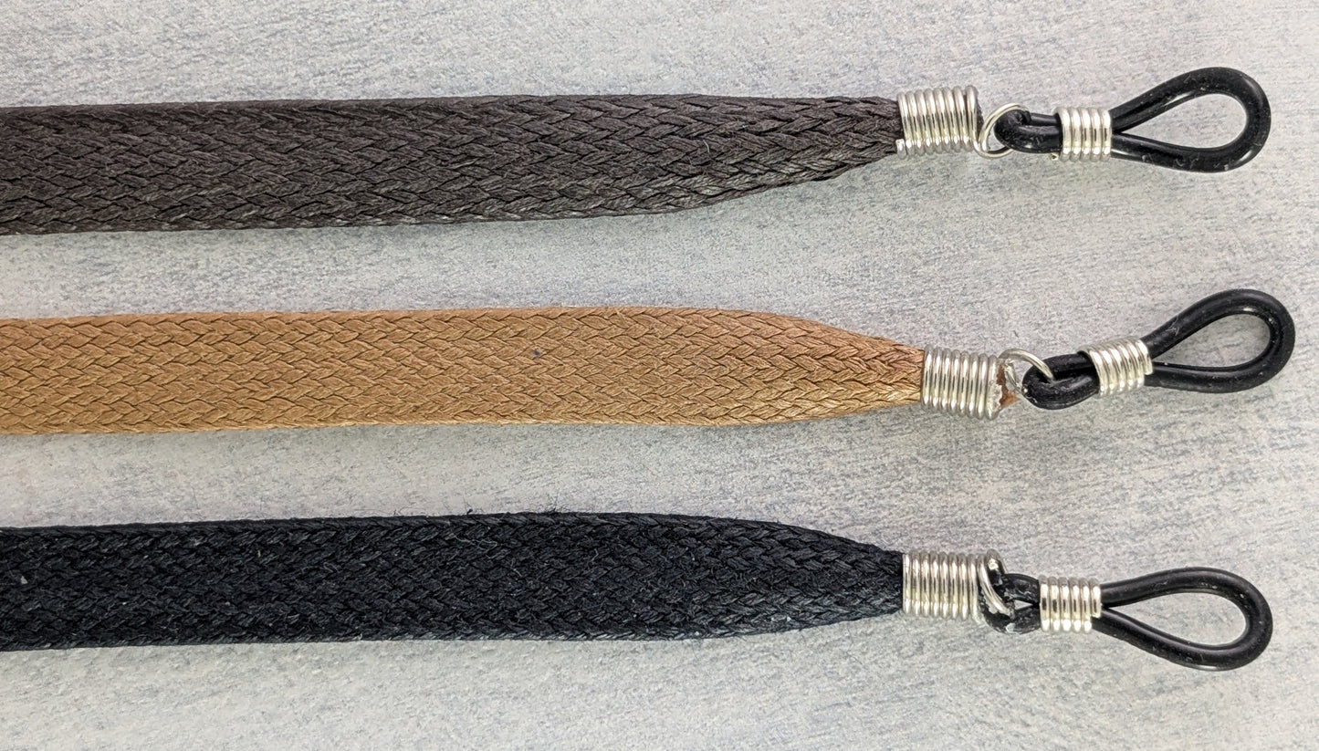 Glasses cord chains flat 10 mm wide soft cotton Just laces and Leather craft cords