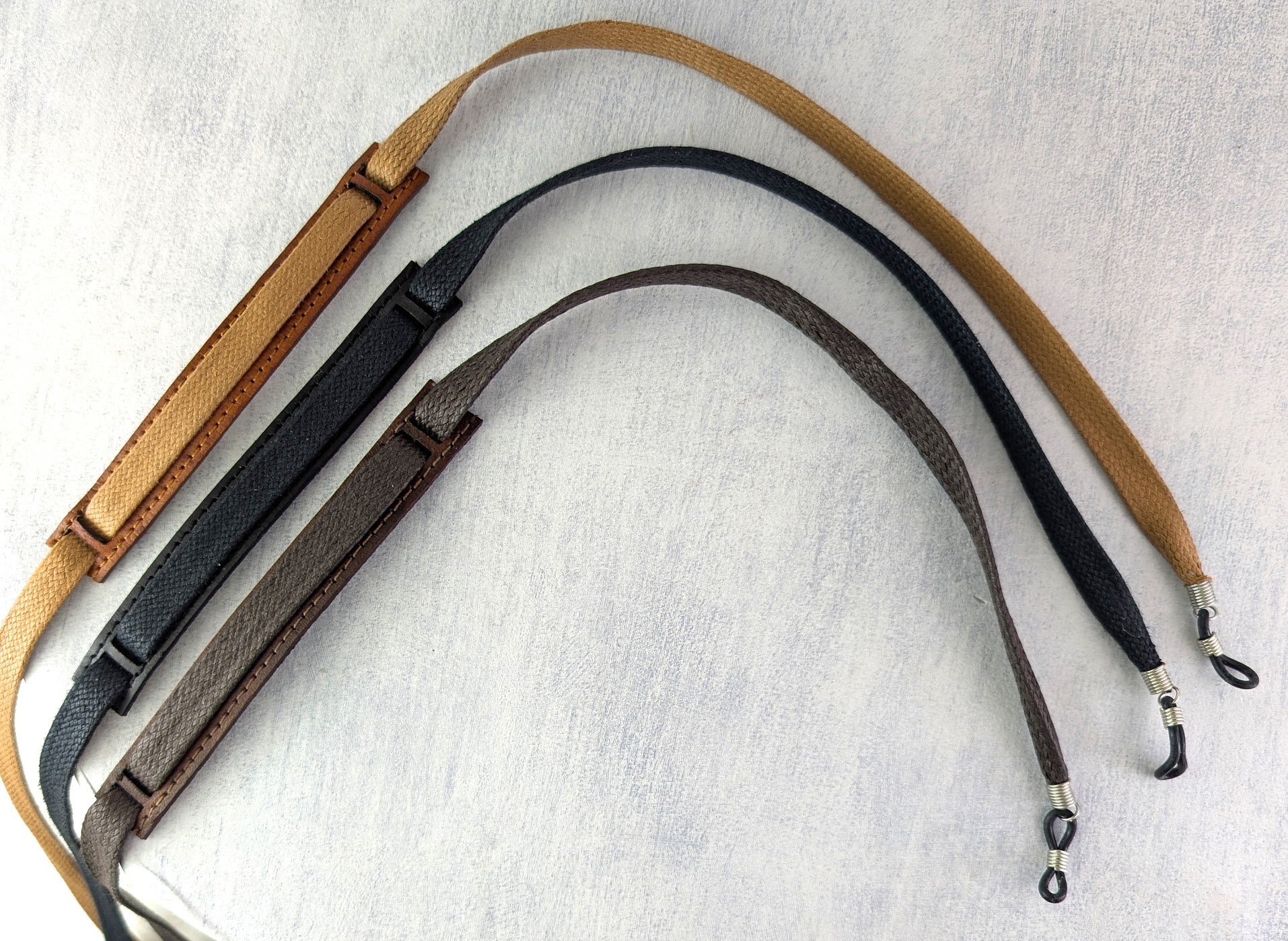 Glasses strap with leather neck support