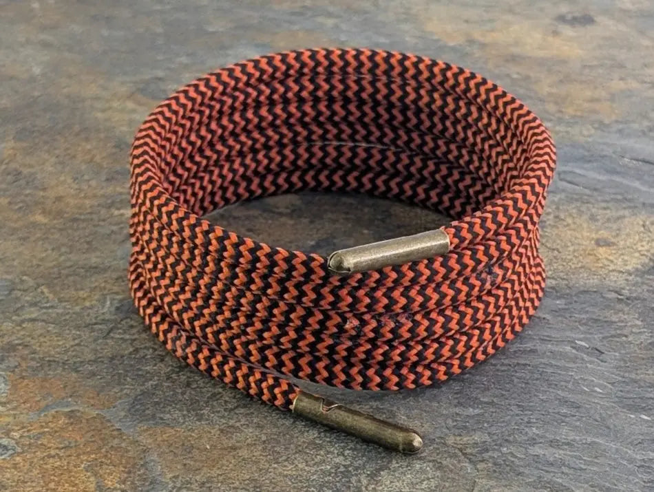 Orange and Black Herringbone Pattern 4 mm round shoelaces & Bot Laces