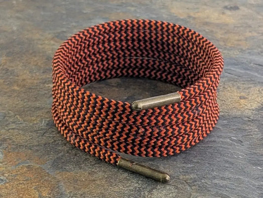 Orange and Black Herringbone Pattern 4 mm round shoelaces & Bot Laces