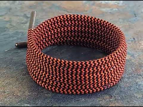 Orange and Black Herringbone Pattern 4 mm round shoelaces & Bot Laces