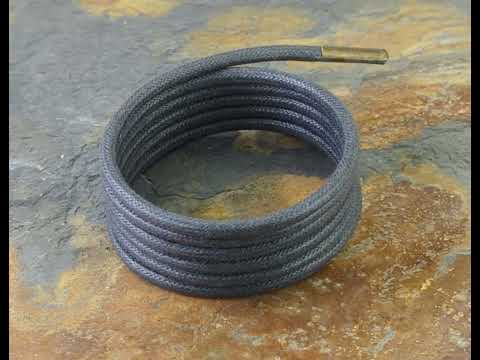 Grey wax cotton shoelaces Boot laces 4 mm round